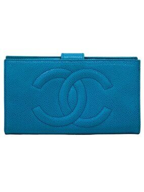 Chanel Wallet CC Logo Blue Gold
